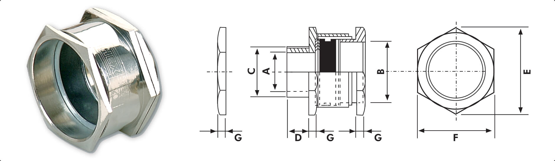 Hex Single Compression Medium Duty Type Cable Glands - HEX